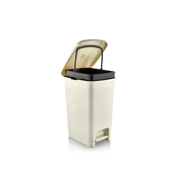 Omnipazar SRL-3028 Slim Pedallı İç Kovalı Plastik Çöp Kovası 15 Litre Bej ürün görseli 1