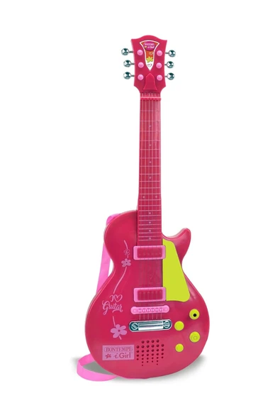 Bontempi Elektronik Pembe Gitar 56cm. Tuşu Telli ve Askılı ürün görseli 1
