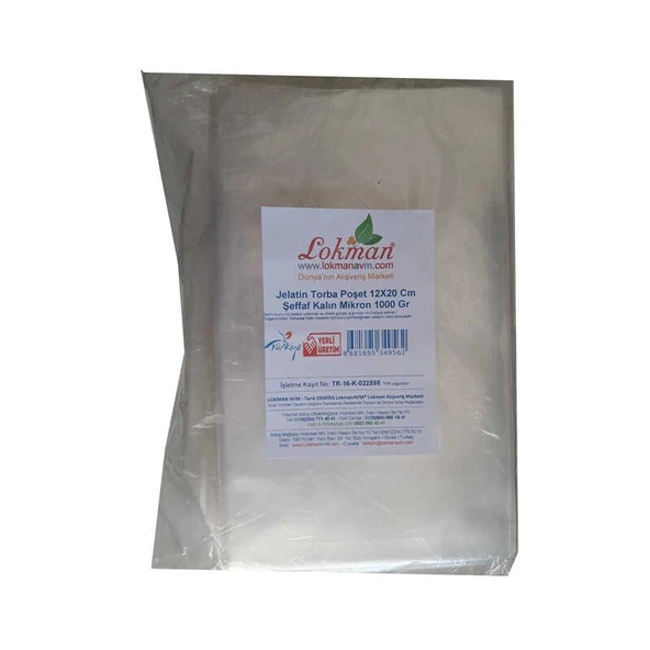 Jelatin Torba Poşet 12X20 Cm Şeffaf Kalın Mikron 1000 Gr 1 Paket ürün görseli 1
