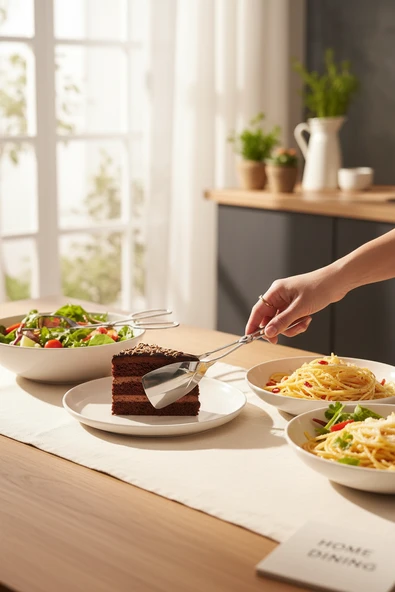 Akayev Aurea 3lü Premium Çelik Pasta Salata Makarna Maşa Takımı ürün görseli 1