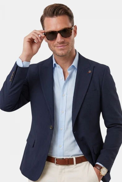 DeepSEA Erkek Slim Fit Blazer Ceket – Likralı Çift Yırtmaç Dokulu Premium Ceket 2600776 ürün görseli 1