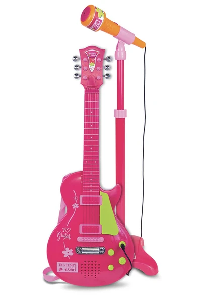 Ayaklı Mikrofonlu Pembe Gitar ile Eğlence Garanti! ürün görseli 1