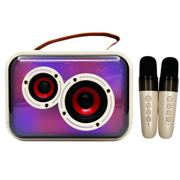Universal RGB Işıklı Taşınabilir Çift Mikrofonlu Karaoke Seti ve Bluetooth Hoparlör ürün görseli 1