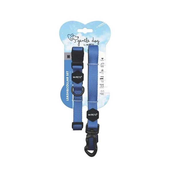 M-Pets Gentle Dog Boyun Tasması Ve Gezdirme Set M Blue ürün görseli 1
