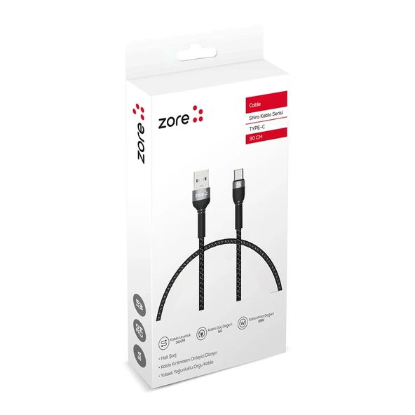 Zore Shira Serisi Type-C USB Kablo 30cm - Resim 2