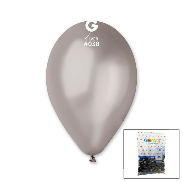 GM-110-38 METALİK - GÜMÜŞ BALON 11'' - 28CM - 100 PARÇA (5250) ürün görseli 1