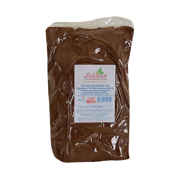Türk Kahvesi Günlük Taze Çekilmiş 3.75 Orta Kavrum 500 Gr Paket ürün görseli 1