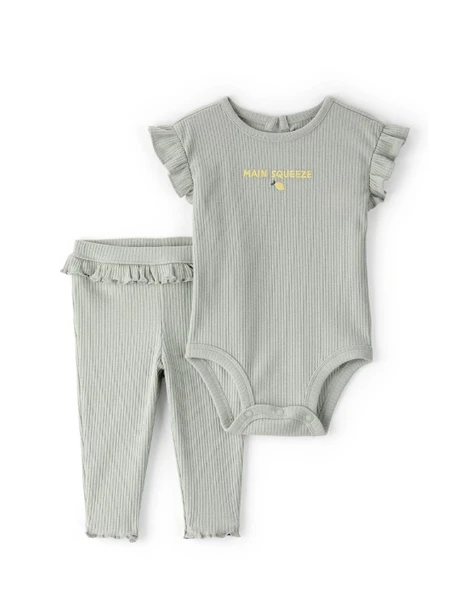 Carters Kız Bebek Body Pantolon Set 1U269710 Yeşil ürün görseli 1