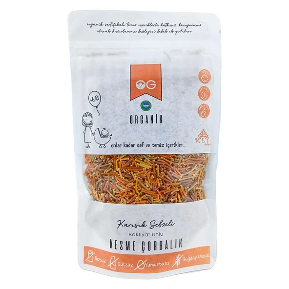 OG Natural Organik Karışık Sebzeli Bakliyat Unlu Kesme Çorbalık 200 Gr ürün görseli 1