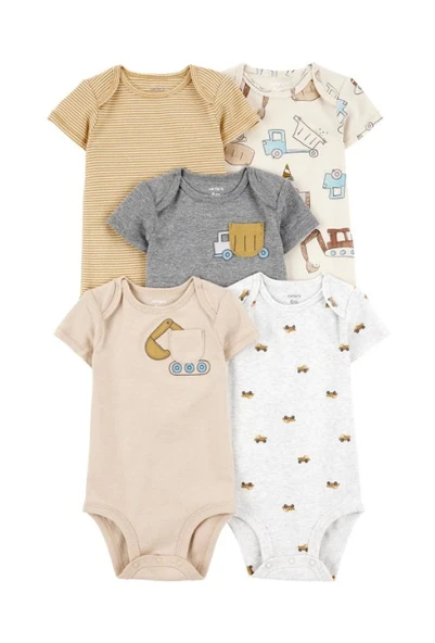 Carters  Layette Erkek Bebek Kısa Kollu 5li Body 1T008910 Desenli ürün görseli 1