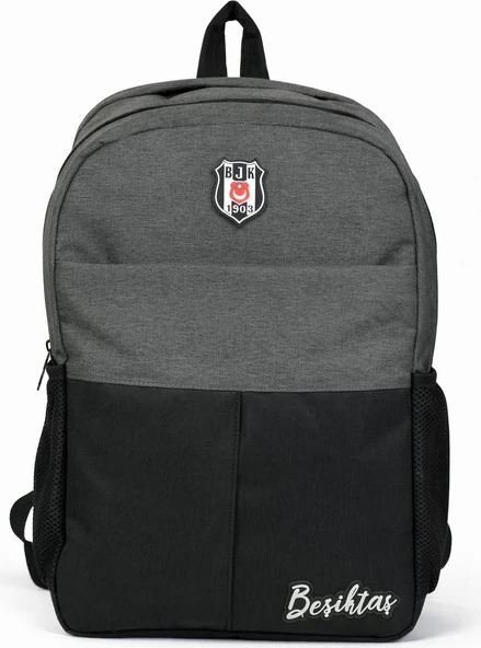 Beşiktaş Lisanslı Siyah Gri Melanj Sırt Çantası - 3 Bölmeli Laptop Gözlü Okul Çantası ürün görseli 1