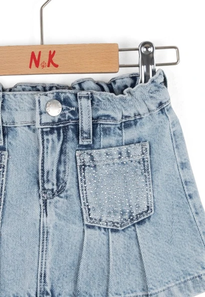 NK Pileli Etek 51701 Mavi - Resim 3