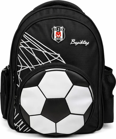 Lisanslı 3D Futbol Topu Baskılı Okul Çantası - 2 Bölmeli Siyah Sırt Çantası ürün görseli 1