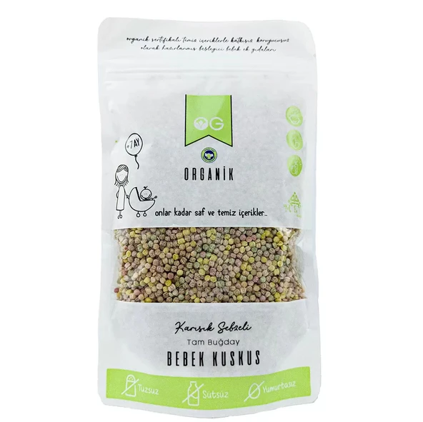 OG Natural Organik Karışık Sebzeli Tam Buğday Bebek Kuskus 250 Gr ürün görseli 1