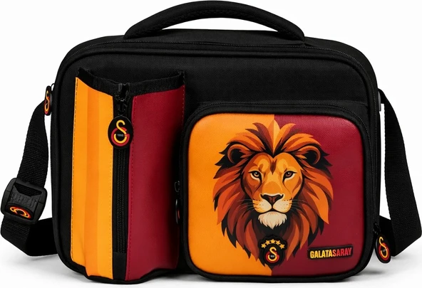 Lisanslı Aslan Desenli 3 Bölmeli Su Itici Kumaşlı Beslenme Çantası ürün görseli 1