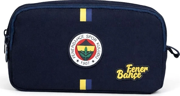 Lisanslı Çubuk Desen Baskılı Logolu Kalemlik - Lacivert 2 Bölmeli Kalem Çantası ürün görseli 1