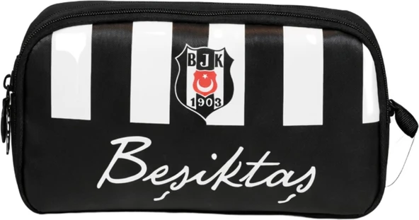 Lisanslı Kalem Çantası - Siyah Beyaz Çift Bölmeli Taraftar Kalemliği ürün görseli 1