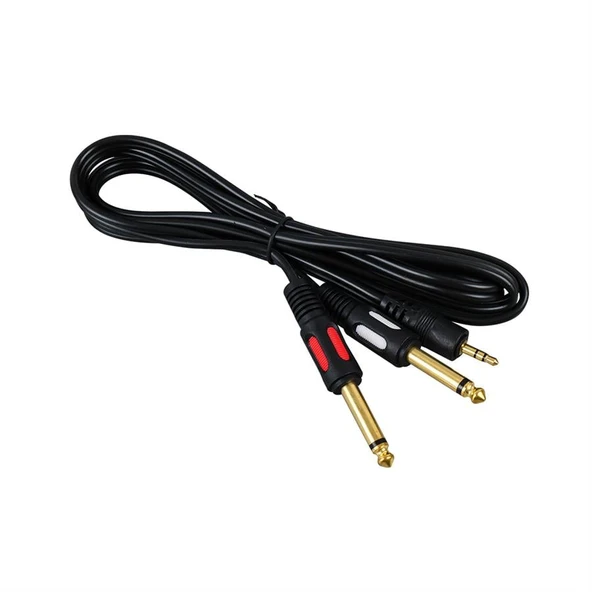 Powermaster PM-4284 3.5 Mm Stereo Erkek/2X6.3Mm Mono Erkek 1.5 Metre Kablo ürün görseli 1