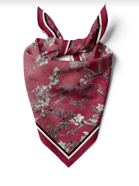Cherry Blossom Desen Fular 70x70cm - Resim 3