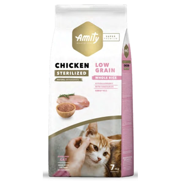 Amıty Süper Premium Low Düşük Tahıllı Kısırlaştırılmış Tavuklu Kedi Maması 2 Kg ürün görseli 1