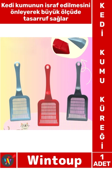 #Kedi Evcil Hayvan Pet Dayanıklı Plastik Ergonomik Geniş Delikli Hijyenik Topaklanan Pratik Kedi Kumu Küreği ürün görseli 1