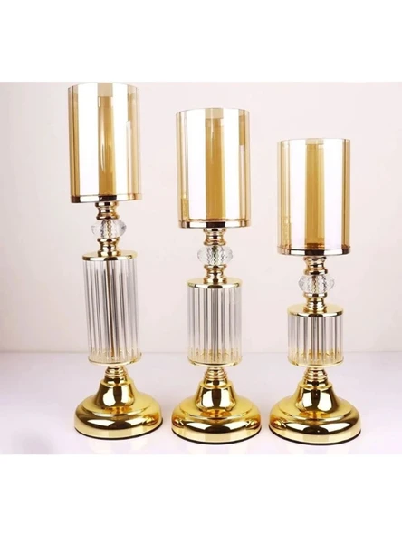 Best Hırdavat Ultra Lüks Kristal Taşlı Ayaklı Şamdan 3'lü Set ürün görseli 1
