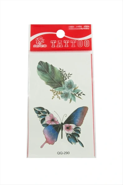Kelebek Yaprak Tattoo Dövme Sticker ürün görseli 1