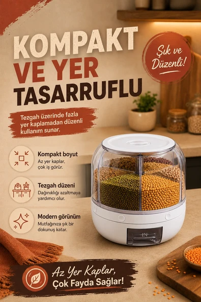Pirinç Mercimek Makarna İçin 6 Hazneli Kuru Gıda Saklama Kutusu Dağıtıcı Hazneli ürün görseli 1