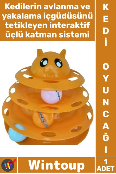 #Kedi Dayanıklı İnteraktif Eğitici Renkli Toplu Hareketli Zeka İlgi Çekici Pet Kedi Başlıklı 3 Katlı Kedi Oyuncağı ürün görseli 1