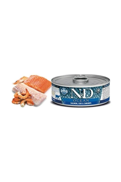 N&D CAT OCEAN TUNA, COD, SHRİMP&PUMPKİN KİTTEN 70GR ürün görseli 1