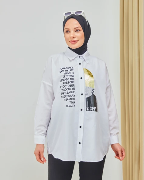 NAKIŞ VE TAŞ BASKILI TUNİK - Resim 3