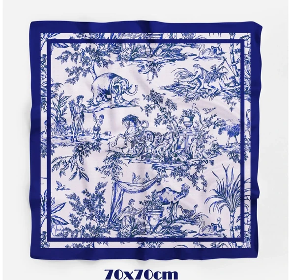 Blue Animal Toile Desen Fular - Resim 3