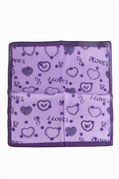 Kalp Yıldız Desenli Zr Şifon Fular 50*50 cm ürün görseli 1