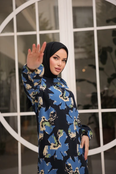 BOĞAZDAN BÜZGÜLÜ TESETTÜR ELBİSE - Resim 7