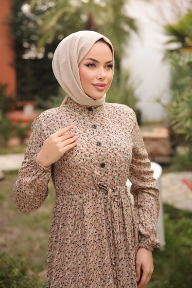 YARIM PATLI VİSKON ELBİSE - Resim 8