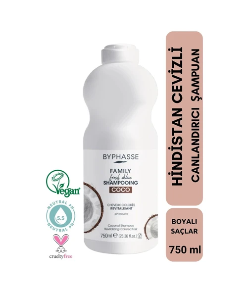 Byphasse Family Fresh Boyalı Saçlara Özel Hindistan Cevizli Şampuan 750ml ürün görseli 1