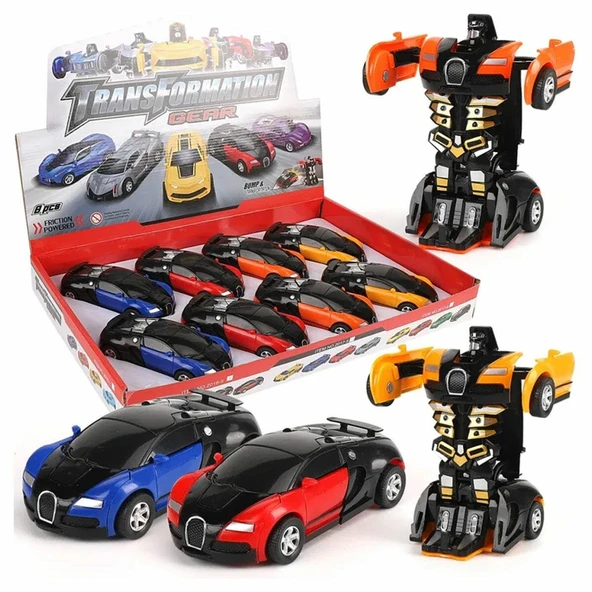 Bugatti Sürtmeli Robota Dönüşen Araba - 12.5 cm Tek Tuşla Otomatik Dönüşüm Oyuncak ürün görseli 1
