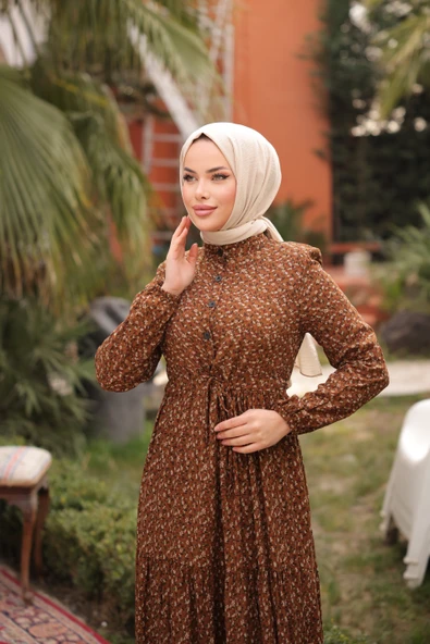 YARIM PATLI VİSKON ELBİSE - Resim 3