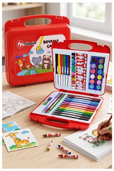 Boyama Çantası 1 Paket Fixpoint 36 Parça Boyama Seti Çantalı Kuru Boya Sulu Boya Pastel Boya Keçeli Kalem ürün görseli 1