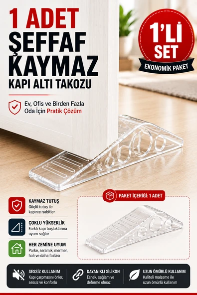 1 Adet Şeffaf Silikon Kapı Altı Stoperi Kaydırmaz Kapı Durdurucu 12 cm Kapı Sabitleyici ürün görseli 1