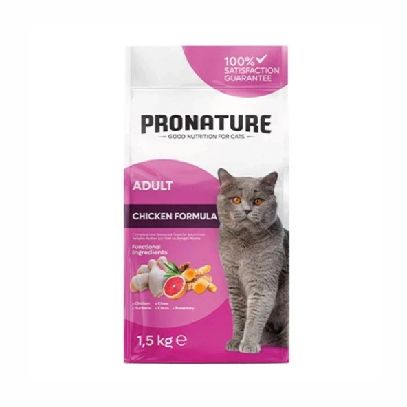 Pronature Yetişkin Kuru Kedi Maması Tavuk Etli ve Pirinçli 1,5KG ürün görseli 1