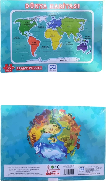 Ca Games Dünya Haritası Frame Puzzle 35 Parça ürün görseli 1