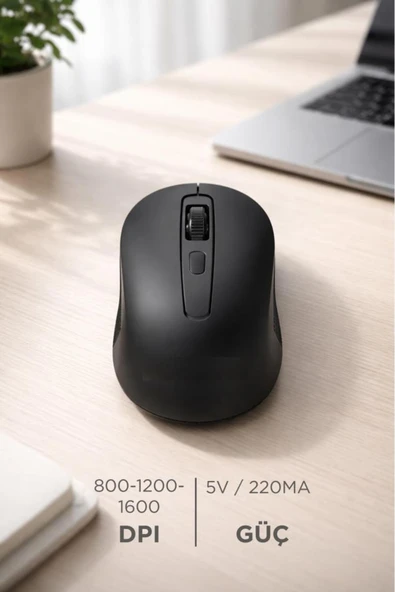 Kablosuz Mouse Usb Alıcılı Fare TM22 Siyah - Resim 2