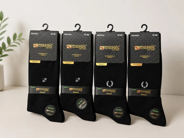 4 Lı Royam Mosaic Bambu Erkek Klasik Soket Uzun Dikişsiz Çorap 41 - 45 No ürün görseli 1