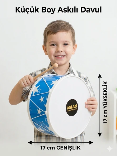 Küçük Boy Mavi Davul Askılıklı Tokmaklı 17 CM ürün görseli 1