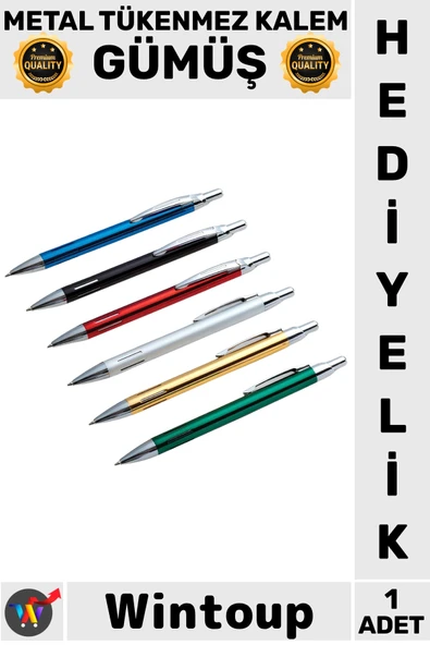 #Tükenmez Kalem Premium Lüks Şık Ofis Öğretmen Okul Ders Not İmza Hediyelik Kaliteli Ergonomik Tasarım Güçlü Metal Tüken ürün görseli 1