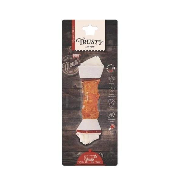M-Pets Trusty Sığır Etli Düğümlü Kemik Köpek Ödülü 100gr 20,3cm ürün görseli 1