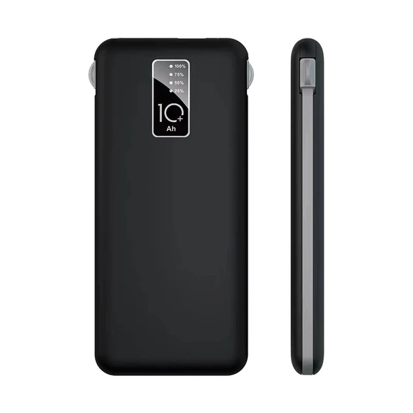Zore PW-05 Hızlı Şarj Led Göstergeli Micro Lightning Type-C Kablolu Taşınabilir Powerbank 10000mAh ürün görseli 1