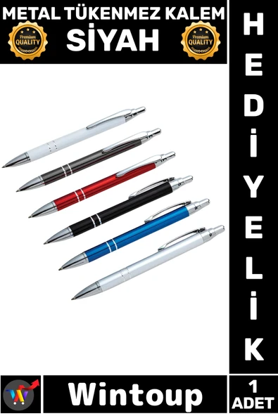 Premium Lüks Model Ofis Hediyelik Kaliteli Ergonomik Tasarım Güçlü Çok Şık Metal Tükenmez Kalem Siyah ürün görseli 1