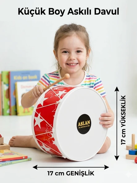 Küçük Boy Kırmızı Davul Askılıklı Tokmaklı 17 CM ürün görseli 1